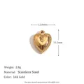 Detailed dimensions of 14K gold-plated heart pendant with cz stones and measurements - Cast Heart Pendant - Gold
