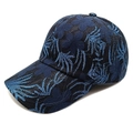 Detail view of navy blue floral lace embroidery on breathable mesh baseball cap - M (56-58cm) / Navy Blue