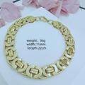 Collana in acciaio al titanio dorato, larghezza 11mm e lunghezza 22cm, peso 36g - 11mm*22cm / Oro