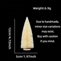 Macro detail of a 12cm cream sisal mini Christmas tree with a natural wooden base - No Packaging / 12CM White