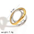 Detail view of two-tone 18k gold plated stainless steel ring with size and weight specs - Gold Silver Two Tone Geometric Style (TR4512-M)