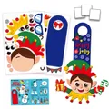 DIY Christmas elf door hanger kit with colorful stickers and English instructions - Christmas Elf Door Hanger (HR037-038) / 1 Set (With Accessories) / Colorful