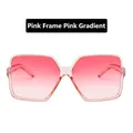 Square oversized sunglasses with transparent pink frame and gradient pink lenses - Pink Frame Gradient Pink