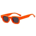 Retro small square hip-hop sunglasses with bright orange frames and dark lenses - Orange Yellow Frame Grey Lens