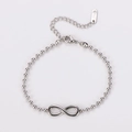 Pulsera de cadena de bolas con símbolo de infinito en acero inoxidable plateado con cierre - Color Acero