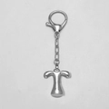Silver alphabet T keychain with 18k gold plating finish and lobster clasp detail - Letter T