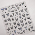 Holographic silver butterfly and star nail art stickers for manicure design M-447 - Aurora Laser Butterfly & Flower (M-447)