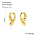 Polished 18k gold plated stainless steel comma earrings with 22mm height and 3mm thickness - Abstract Curve Style (ZXG1326)