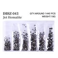 Jet Hematite flatback rhinestones for nail art, mixed sizes in clear plastic packaging - Mixed Sizes SS4-SS16 Around 1440 Pieces / Mineral Black