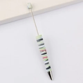 DIY beadable pen with silver metal body and colorful abstract ink pattern grip - 39# Pattern (Abstract Ink)