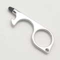 Polished silver zinc alloy no-touch door opener with stylus tip and keyring detail - White K/Silver