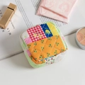 Quilted floral sanitary pouch with colorful patchwork patterns for makeup and travel - Patchwork Small Plaid Flower