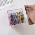 Set of multi-color twisted hair ties for toddlers in a transparent square storage box - Square Box Macaron (50Pcs)