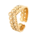 Anillo de corona calado ajustable en acero inoxidable dorado de estilo vintage - Dorado