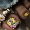 Adesivi per unghie dei piedi a fiori giallo rosa e cavigliera con perline a margherita - FW40