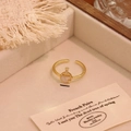18K gold plated brass open ring featuring white shell heart inlay and zircon accents - 2# Perfume Bottle