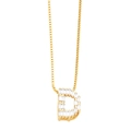 Fashion gold box chain necklace featuring a zircon-encrusted letter D pendant on white background - Gold D