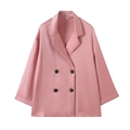 Roze damesblazer met losse pasvorm, dubbele knopenrij en fijne textuurstof - XS / Roze Blazer