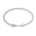 Bracciale a cavo ritorto in acciaio al titanio argento con punte coniche punk - 4mm di Larghezza / Color Acciaio