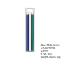 Deep hole woodworking pencil refills set with blue white and green 2.8mm leads - Blue/White/Green Mixed Leads (6 Pcs/Box)