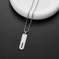 Collana in acciaio inossidabile argento con pendente rettangolare traforato e catena box - Stile Lettera I (I)