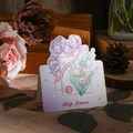 3D Mother's Day card featuring watercolor tulips and lily of the valley in purple gradient - Tulip Appointment
