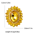 Golden sun flower brooch with yellow crystal inlay, measuring 3.2cm by 2.8cm - Yellow