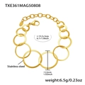 Macro view of 24k gold plated stainless steel circle bracelet with size specifications - Gold Bracelet 15+5cm