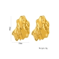 Irregular liquid metal gold stud earrings with 26mm height and textured finish - 1136 Gold