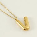 Golden 18K plated stainless steel bubble letter U pendant necklace with a mirror finish - Letter V [Gold]