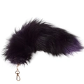 Plush faux fox tail keychain in black with purple gradient and gold lobster clasp - 40CM / Deep purple