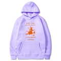 Lavender Halloween hoodie with orange witch print and kangaroo pocket design - Lavender