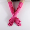 Eleganti guanti lunghi in raso rosa acceso sopra il gomito per abiti da sera - Taglia unica / Rosso Rosa