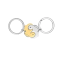 Porte-clés lapin assortis en finition or et argent pour couples pendentif de sac - Paire de Lapins Or et Argent