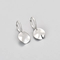 Polished silver irregular round disc dangle hoop earrings with a minimalist hammered texture - Copper / Irregular Disc Silver