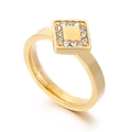 Anillo cuadrado de titanio dorado con micro-diamantes y acabado plano de estilo moderno - US 6 / Estilo Cuadrado (B款金色KR85520-KPD) / Dorado