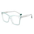 Modieuze oversized transparante brilmontuur met groene accenten en metalen kernpoten - Grijs Lichtgroen