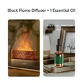Lava black cracked flame humidifier with 10ml essential oil set for home office ambiance - DQ709 Standard / With 10ml Fresh Essential Oil / Black Lava Style