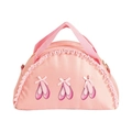 Pink ballet tote bag with pointe shoes print and ruffle trim for girls - Nude Pink Handbag-Pointe Shoes Print