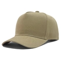 Classic 5-panel khaki cotton baseball cap in a minimalist high-quality structured style - Khaki