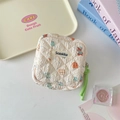 Detailed macro view of quilted sanitary napkin storage pouch with cartoon bear pattern - Goodnight Bear
