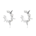 Ασημένιο σετ σκουλαρίκια ear cuff με καρφιά και ζιργκόν για αυτιά χωρίς τρύπα - 24K / Ασημί Καρφί Λευκό Στρας (JQH0288-SS-2)