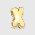 3D balloon style shiny golden letter X pendant with a polished mirror finish - Letter X / 14K Gold