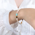 Ethno-Perlenarmband mit bunten Perlen und goldenem Verschluss in hochwertigem Design - Goldenes Armband - 18+5cm