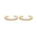 Ζευγάρι μίνιμαλ χρυσά σκουλαρίκια ear cuffs με λαμπερές πέτρες ζιργκόν σε λευκό φόντο - Ear Cuff με Μία Σειρά Pave-Χρυσό