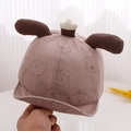 Detail of pink baby baseball cap with 3D dog ears and cute hand-drawn cartoon prints - 48cm(6-24 Months) / Double-Ear Puppy Coffee