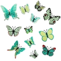 Detailed close-up of 11 butterfly embroidery patches in blue, yellow, and green colors - Set of 12 Pcs Green (C19HD-107-YT)