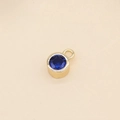 Pendentif rond plaqué or 14 carats avec zircon bleu pour création de bijoux DIY - Bleu Royal