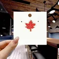 Cute red maple leaf enamel pin with gold metal outlines on white display card - 93*Autumn Maple Leaf Pin