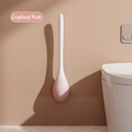 Aan de muur gemonteerde toiletborstel met lange steel in verlooproze, modern ontwerp - Gradiënt Roze